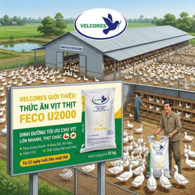Thức ăn hỗn hợp FeCo U2000 cho vịt thịt từ 22 ngày tuổi - xuất thịt. Dinh dưỡng tối ưu giúp vịt tăng trọng nhanh, bung đùi nở ngực, thịt chắc và giảm FCR.