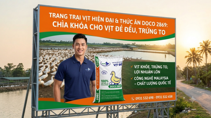 Cám vịt đẻ DOCO 2868 chính hãng 100% vốn Malaysia. Dinh dưỡng cân đối (19.5% Protein), an toàn không chất cấm. Liên hệ 0931532698 nhận báo giá ngay!